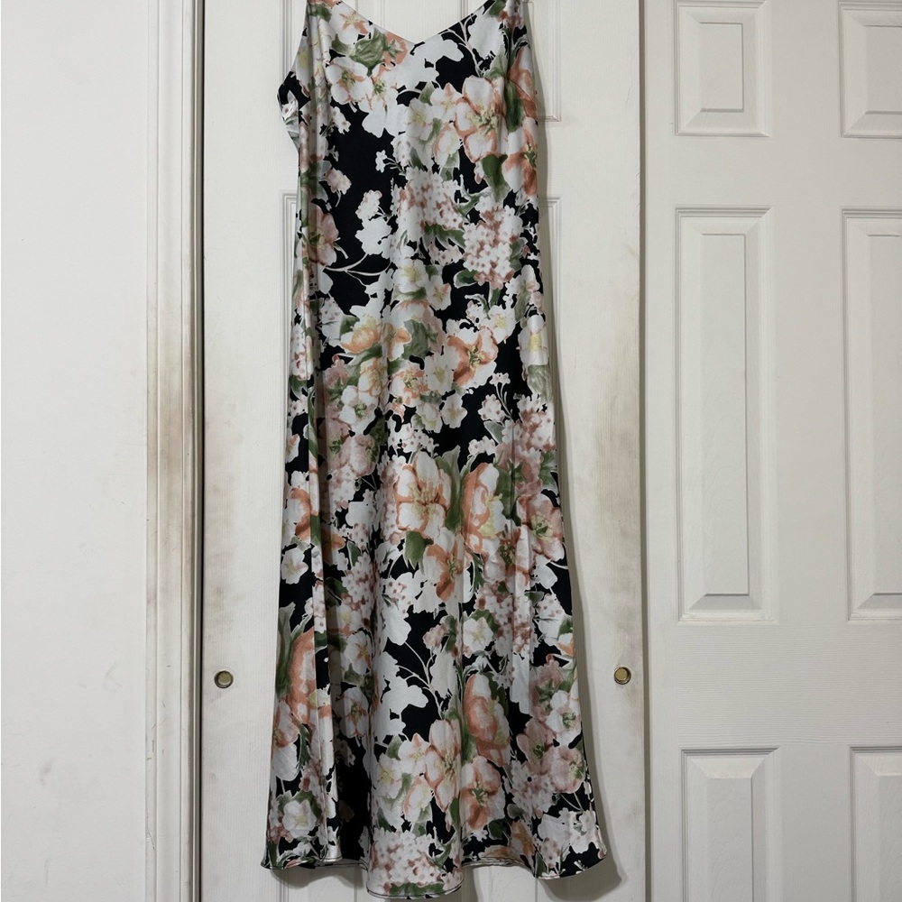 Floral Black and White Maxi Slip Dress